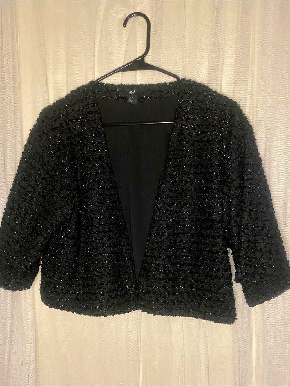 H&M Cropped Black Bouclé  Bolero Jacket SZ 8